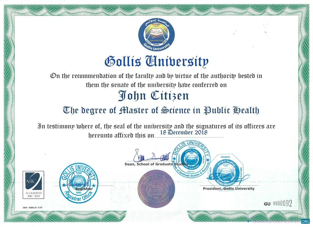 Download Somaliland Gollis university certificate Photoshop template